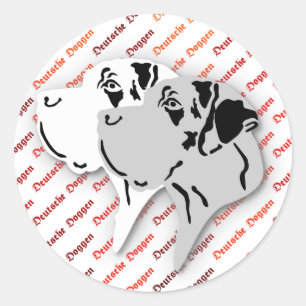 Harlekin and Merle Dane Heads Classic Round Sticker