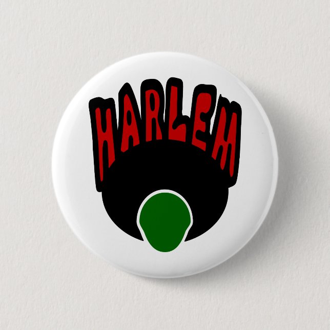 Harlem Graffiti With Face & Big Afro, 3 Colours 2 Inch Round Button (Front)