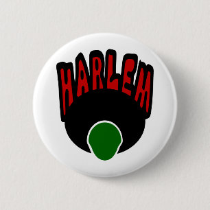 Harlem Graffiti With Face & Big Afro, 3 Colours 2 Inch Round Button