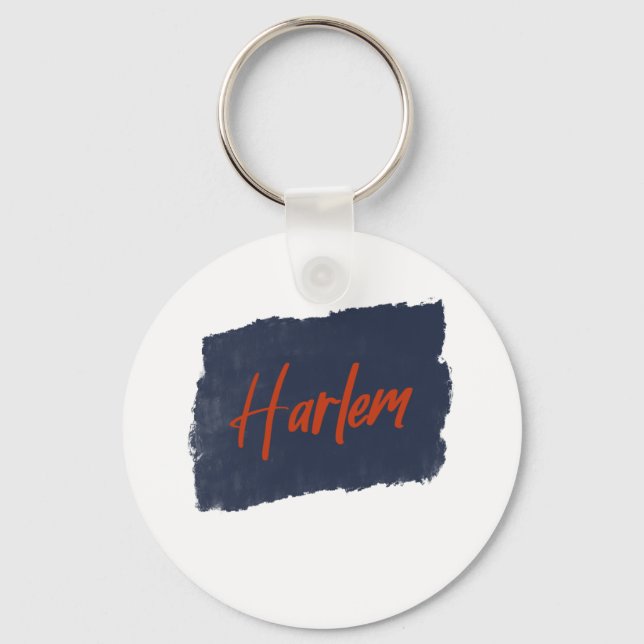 Harlem Handwritten Red Typography  Keychain (Front)