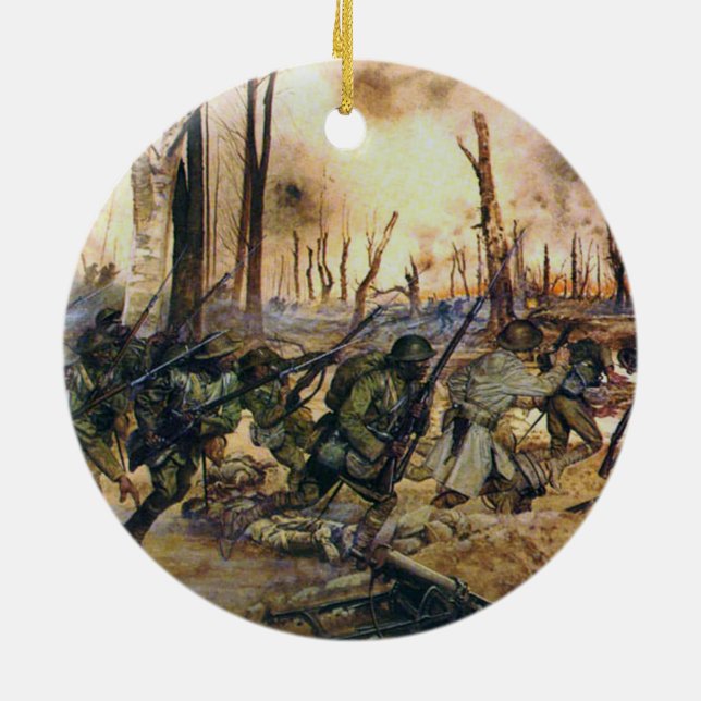 Harlem Hell Fighters Séchault H. Charles McBarron  Ceramic Ornament (Back)