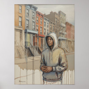 Harlem Man In Hoodie Portrait Poster