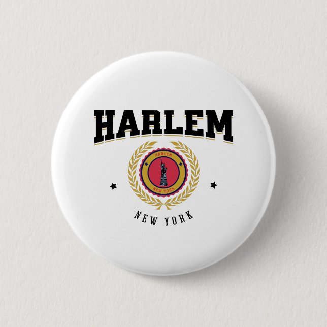 Harlem New York Black 2 Inch Round Button (Front)