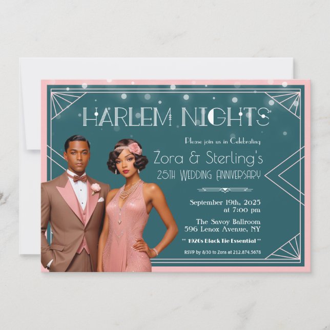 Harlem Nights African American Wedding Anniversary Invitation (Front)