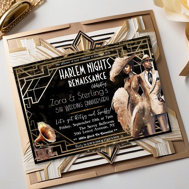 Harlem Nights Gatsby 1920s African American  Invitation (Creator Uploaded)