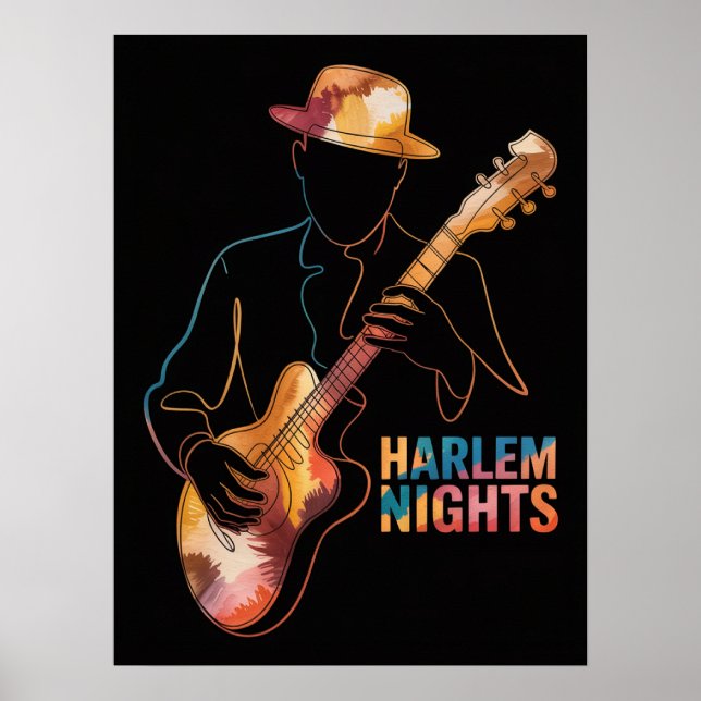 Harlem Nights guitar silhouette Poster (Front)