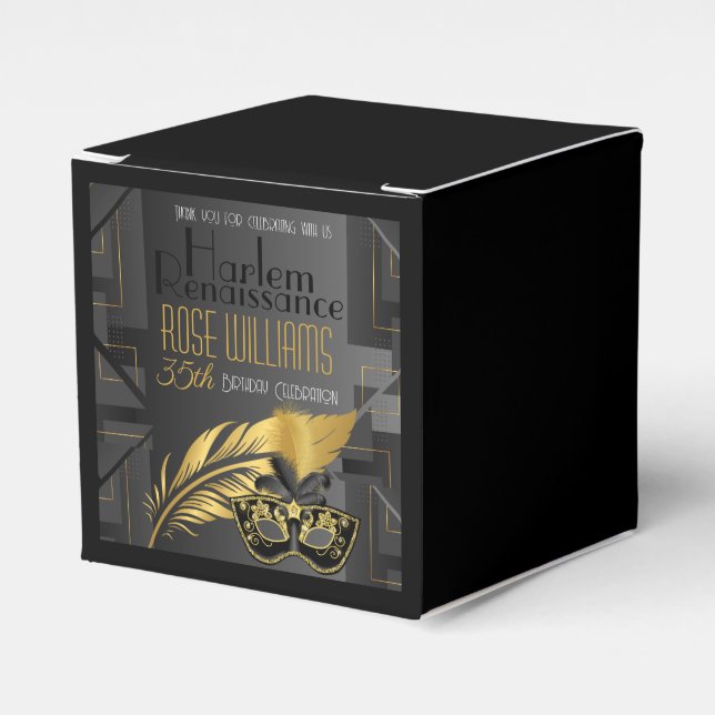 Harlem Renaissance Birthday Invitation Favor Box (Front Side)