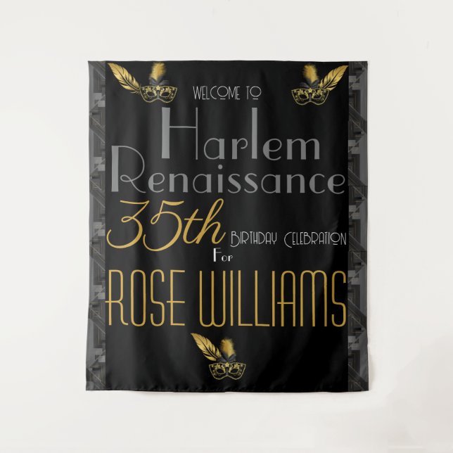 Harlem Renaissance Birthday Invitation Tapestry (Front)