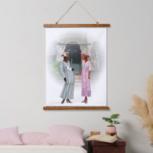 Harlem Renaissance Conversation – 1922 Watercolor  Hanging Tapestry