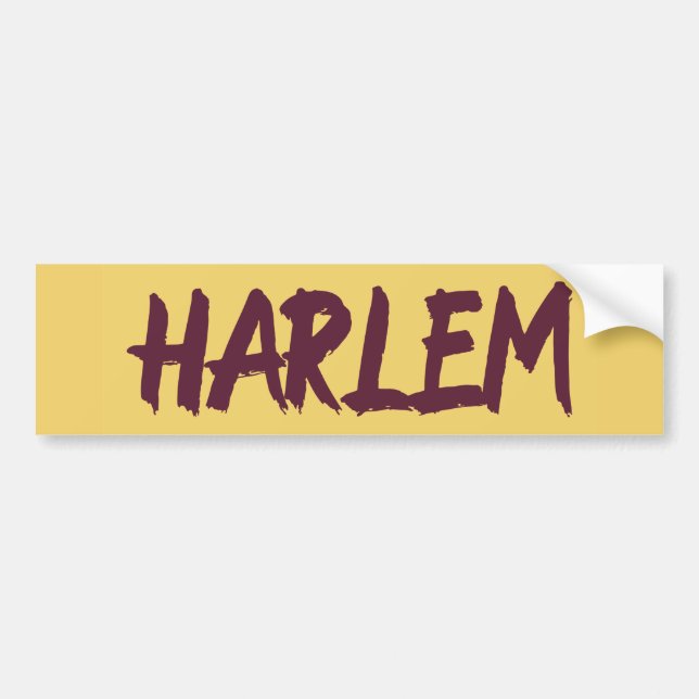 Harlem Text Base Design on Yellow Background   Bum Bumper Sticker (Front)
