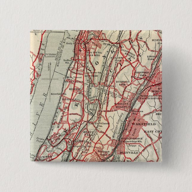 Harlem, Yonkers, Pelham Manor, New York 2 Inch Square Button (Front)