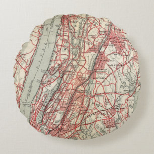 Harlem, Yonkers, Pelham Manor, New York Round Pillow