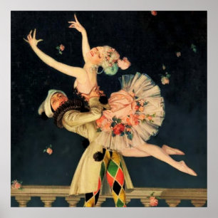 “Harlequin and Columbine” by FX Leyendecker Poster