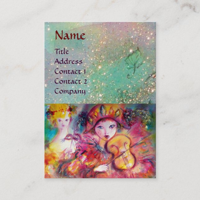 HARLEQUIN AND COLUMBINE Music,Decor,Theatre Artist Business Card (Front)
