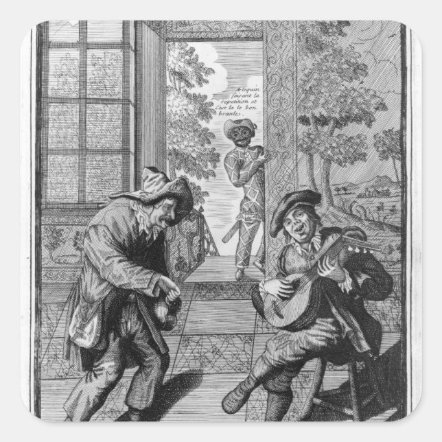 Harlequin and Scaramouche Square Sticker (Front)