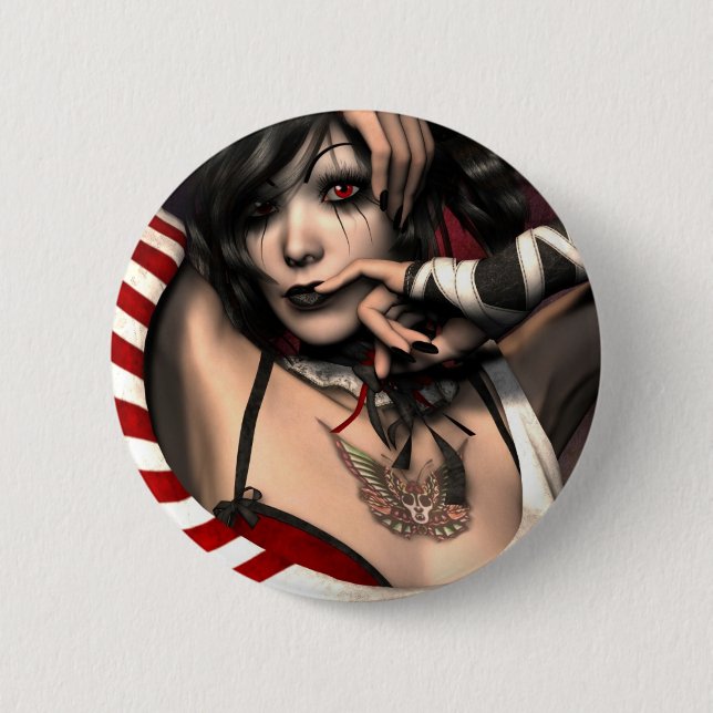"Harlequin" Art Print 2 Inch Round Button (Front)