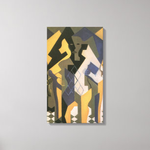 Harlequin at a Table by Juan Gris, Vintage Cubism Canvas Print