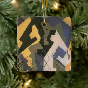 Harlequin at a Table by Juan Gris, Vintage Cubism Ceramic Ornament