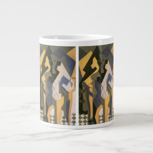 Harlequin at a Table by Juan Gris, Vintage Cubism Large Coffee Mug
