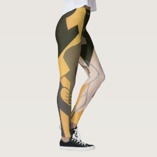 Harlequin at a Table by Juan Gris, Vintage Cubism Leggings