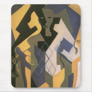 Harlequin at a Table by Juan Gris, Vintage Cubism Mouse Pad