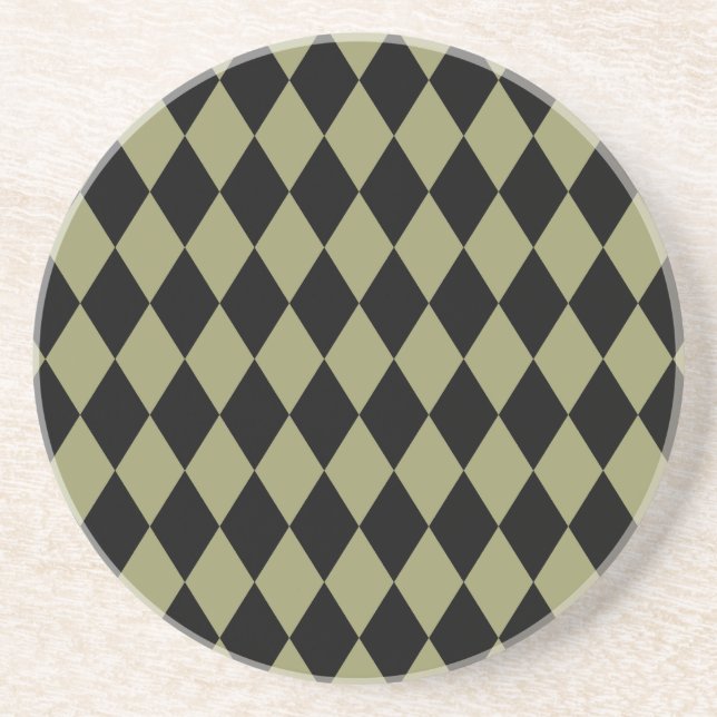 Harlequin Avocado and Black Coaster (Front)