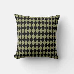 Harlequin Avocado and Black Throw Pillow