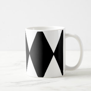 harlequin black and white coffee mug