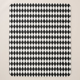 Harlequin Black and White Diamond Pattern Sherpa Blanket