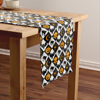 Harlequin Black and White Diamond Pattern Short Table Runner