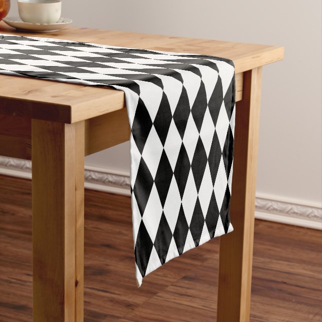 Harlequin Black and White Simple Short Table Runner (In Situ)