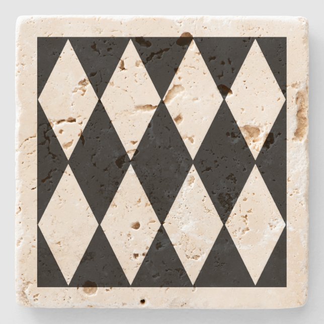 harlequin black and white stone coaster (Front)