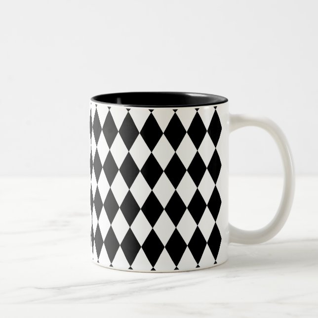 Harlequin Black and White Two-Tone Coffee Mug (Right)