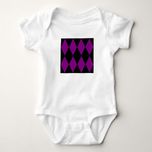 harlequin black purple baby bodysuit