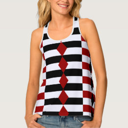 Harlequin Black, White and Red Halloween Tank Top
