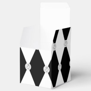 Harlequin Black White Rhombus Diamond Shape Favor Box