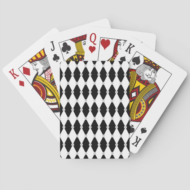 Harlequin Black White Rhombus Diamond Shape Playing Cards (Back)