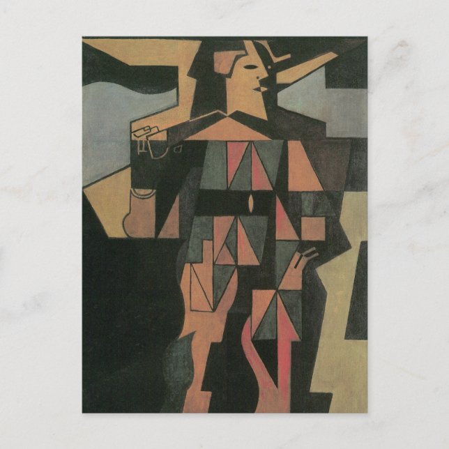 Harlequin by Juan Gris, Vintage Cubism Art Postcard (Front)