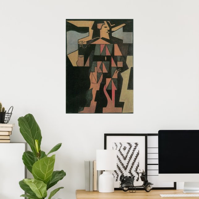 Harlequin by Juan Gris, Vintage Cubism Art Poster (Home Office)