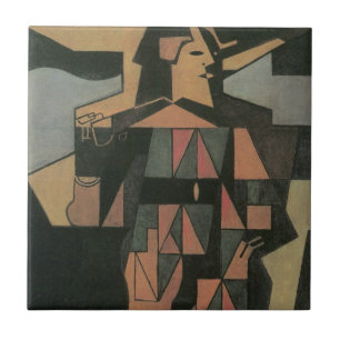 Harlequin by Juan Gris, Vintage Cubism Art Tile