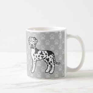Harlequin Cartoon Great Dane Dogs On Grey Coffee Mug