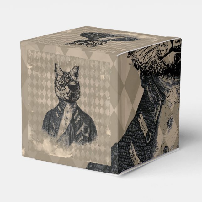 Harlequin Cat Grunge Favor Box (Back Side)