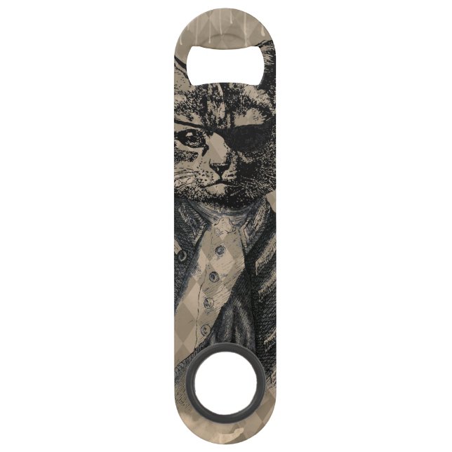 Harlequin Cat Grunge Speed Bottle Opener (Front)