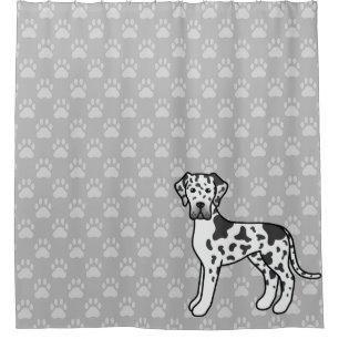 Harlequin Coat Cute Great Dane Dog On Grey