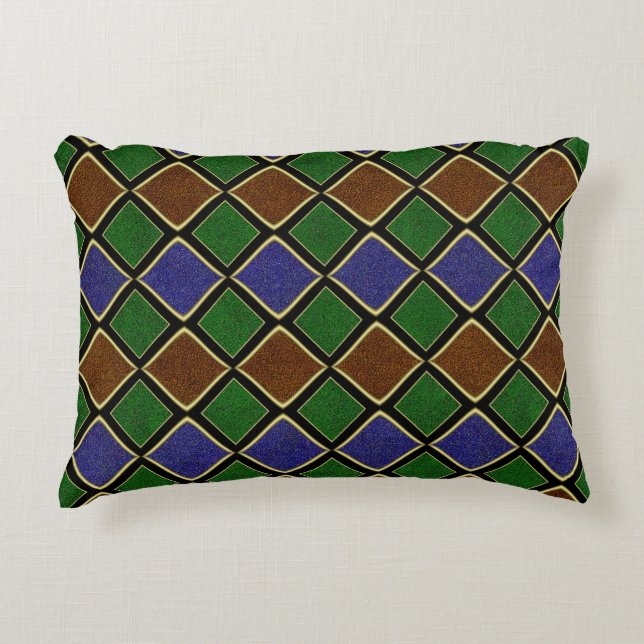 Harlequin Diamond Grid: Textured Harmony Accent Pillow (Front)