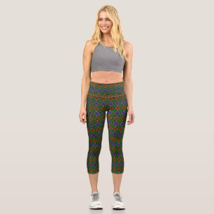 Harlequin Diamond Grid: Textured Harmony Capri Leggings