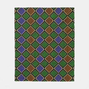 Harlequin Diamond Grid: Textured Harmony Fleece Blanket
