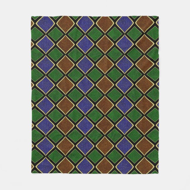 Harlequin Diamond Grid: Textured Harmony Fleece Blanket (Front)
