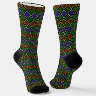 Harlequin Diamond Grid: Textured Harmony Socks