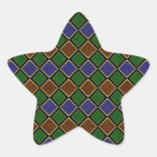 Harlequin Diamond Grid: Textured Harmony Star Sticker